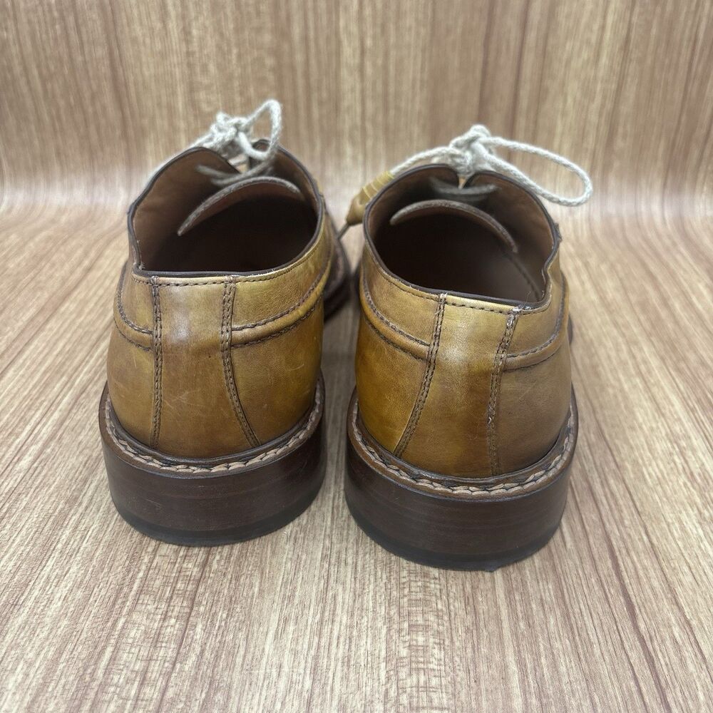 Soulier Men’s Dress Oxford Square Toe Leather Yellow Brown Italy EU 43 / Mens 10 - Picture 5 of 11